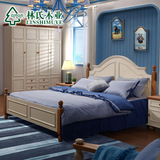 林氏木业地中海风格双人床1.8米高箱床美式乡村卧室储物家具DC02