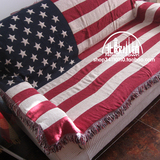 复古美式乡村沙发巾美国国旗棉线毯子沙发毯休闲毯桌布装饰毯