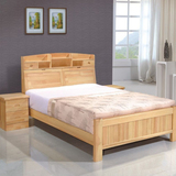 简约中式实木床田园式1.5米1.8米松木实木床书架床带书架实木床