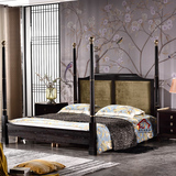 中式床新古典双人床卧室公主床高档柱子床别墅1.8米大床实木家具