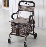 f铝合金轻便携式可折叠带凳子六轮爬楼购物车老年人买菜推拉行李