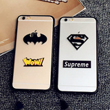 超人蝙蝠侠 iphone6s卡通手机壳苹果6plus软壳透明硅胶套5s情侣套