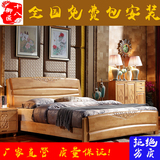 现代中式实木床橡木床1.8 1.5 1.2米儿童床单人床双人床全实木床