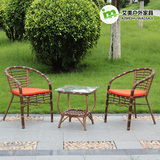 新款 户外时尚桌椅 阳台藤椅三件套 庭院花园桌椅 藤编茶桌椅组合