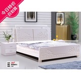 江西南昌现代简约烤漆床1.8米白色板式家具床硬板床白亮光双人床