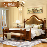 歌诗慕家具美式实木床1.8米欧式床美式乡村胡桃木双人床婚床1.5米