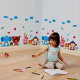 儿童房幼儿园卡通可爱卧室彩色贴画墙贴装饰贴纸创意贴小动物门贴