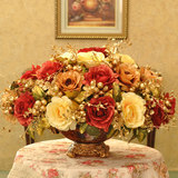 盛世年华 经典欧式仿真玫瑰花套装 客厅样板房花艺 富贵风格