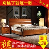 实木床1.8米双人床水曲柳实木床1.5现代新中式家具储物高箱床厦门