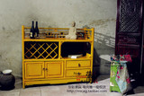 新中式复古古典出口彩绘彩漆做旧家具玄关柜鞋柜边柜储物酒柜餐柜