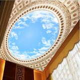 蓝天白云欧式天花板壁纸 圆形吊顶墙纸 3D立体客厅卧室大型壁画
