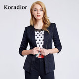 Koradior/珂莱蒂尔正品女装春夏韩版修身长袖通勤休闲纯色短外套