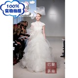 Vera Wang 王薇薇白色高领水溶蕾丝大花蓬蓬裙新娘婚纱2016新款