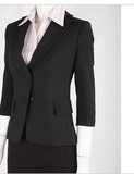 G2000女装 黑色职业修身七分袖套装 21005款挺括涤纶修身款