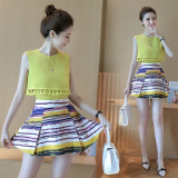 韩版女装夏装娇小清新150cm显高小码矮个子S号上衣搭配短裙子套装