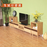 现代简约客厅实木水曲柳电视柜组合小户型简易电视机柜原木地柜