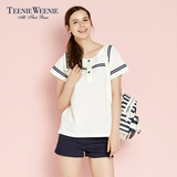 Teenie Weenie小熊女装2016商场同款夏季新品海军风T恤TTRA62494Q