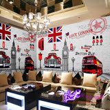 直销大型壁画个性创意英伦汽车壁纸咖啡餐厅复古欧式无缝墙纸壁纸