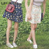 LRUD2016夏季新款韩版花边松紧腰阔腿短裤女宽松显瘦百搭休闲裤