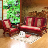 防滑实木沙发坐垫加厚 红木三人组合沙发 简约布艺四季海绵沙发垫