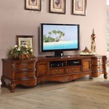 欧式电视柜雕花实木客厅组合柜 高卧室电视机柜 美式电视柜2.4米