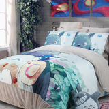 卡通油画猫-韩版珊瑚绒四件套加厚1.8m床寝室床单被套三件套1.2