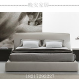 简约现代实木布艺1.5米1.8米单双人婚床榻榻米床外贸尾单床