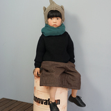 韩国定制款男女童宝宝秋冬加厚羊绒混纺复古高领毛衣毛衫有弹性