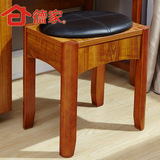 德家家具 现代中式梳妆凳 化妆凳 凳子 真皮坐垫 实木凳 卧室家具