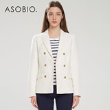 ASOBIO 2015春季新款女装 纯色翻领双排扣长袖西装外套4512452379