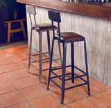 cb美式乡村铁艺吧台椅酒吧椅子高木质复古家用高脚凳创意凳子