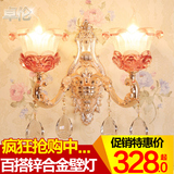 卓伦 时尚欧式蜡烛水晶壁灯 客厅背景墙壁灯卧室床头锌合金壁灯