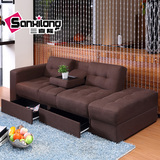 三喜隆 沙发床 实木1.2/1.5多功能可折叠 简约现代小户型布艺沙发