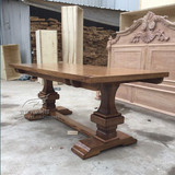 美式复古仿古实木餐桌法式做旧原木长餐桌欧式会议桌办公台西餐桌