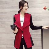 纯色外套通勤矮个子常规韩版风衣2016春装修身女装春季新款中长款