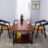 美式复古铁艺实木茶几双层中式客厅茶桌子现代简约长方形泡茶桌