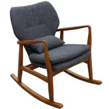 长沙单人布艺沙发椅子创意北欧纯实木休闲摇椅宜家懒人躺椅特价