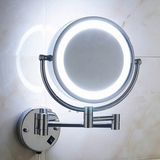 全铜带灯LED双面壁挂放大美容镜8寸伸缩化妆镜浴室镜梳妆镜子折叠