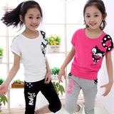 女童夏装套装2016新款夏季韩版中大童女孩短袖运动休闲纯棉两件套