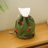 韩国正品创意圆桶棉布立体抽绳化妆包居家杂物整理收纳包可爱手包