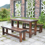 户外庭院露台阳台全实木制休闲桌椅酒吧茶室炭碳化防腐木日式桌凳