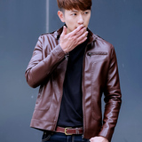 韩版春季外套pu皮夹克男青年春装流修身型帅气外衣长袖外穿衣服
