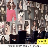 3D欧式时尚服装店理发店壁画个性美容美发美甲店墙纸复古木纹壁纸