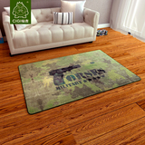 仙吉现代时尚个性创意长方形军绿迷彩地毯卧室客厅茶几沙发薄地毯