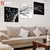 现代简约黑白树抽象客厅装饰画壁画墙画发财树幸福树挂画无框画