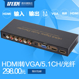HDMI音频分离器DTS AC3 数字模拟5.1 发烧 hifi解码转vga