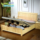 实木床1.5米现代高箱双人床1.8橡木储物床木头硬板床成人婚床