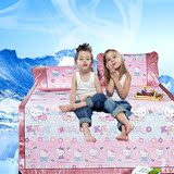 卡通KT猫儿童学生冰丝席双人床夏季空调席子折叠冰丝凉席三件套