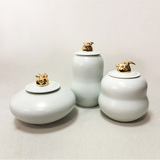 新中式美式特价家居软装乔迁送礼样板房展示白色陶瓷罐子创意摆件