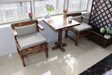 户外休闲碳化防腐木咖啡厅桌椅 花园阳台双人实木小桌椅 休闲茶桌